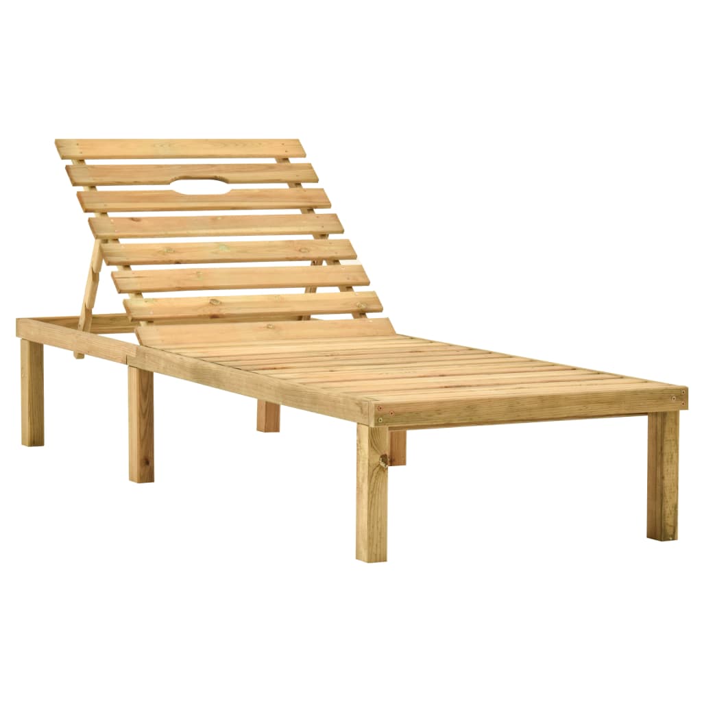Chaise longue de jardin avec table et coussin Pin imprégné 7 - 3