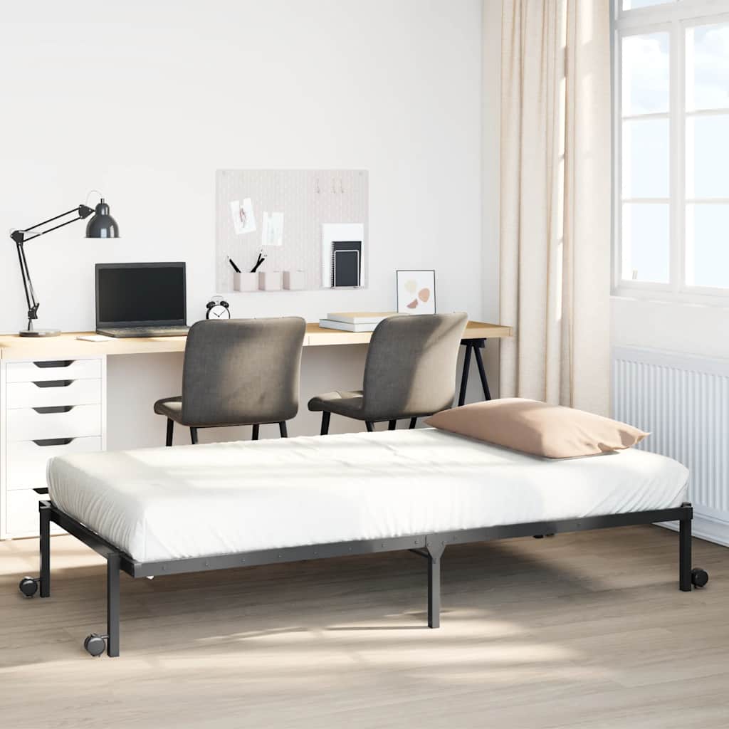 Rama łóżka bez materaca składana czarna 75x190 cm stalowa vidaXL