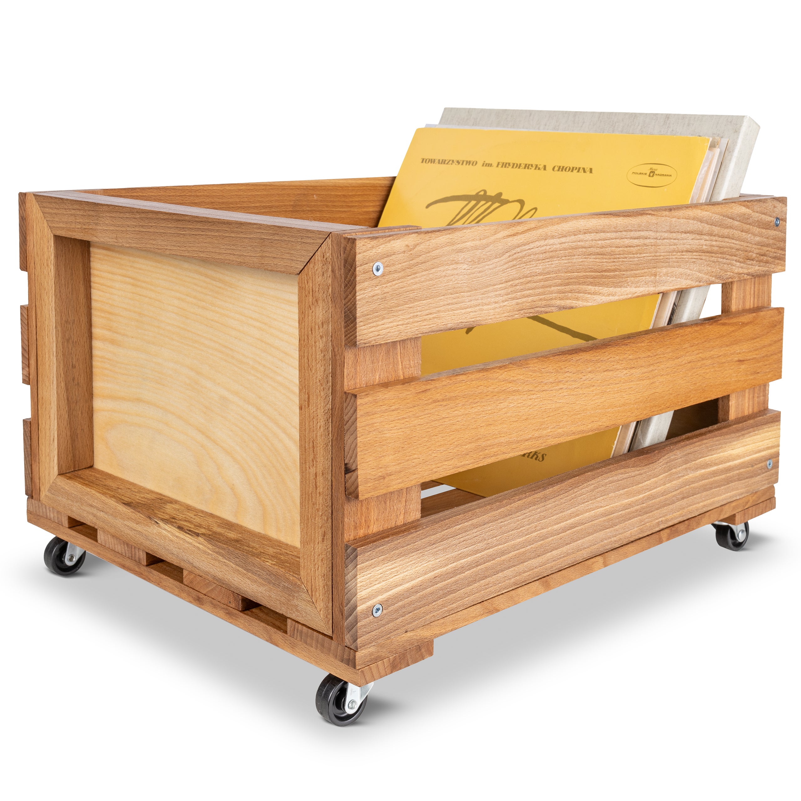 Creative Deco Caja de Madera para Discos de Vinilo con Pizarra y