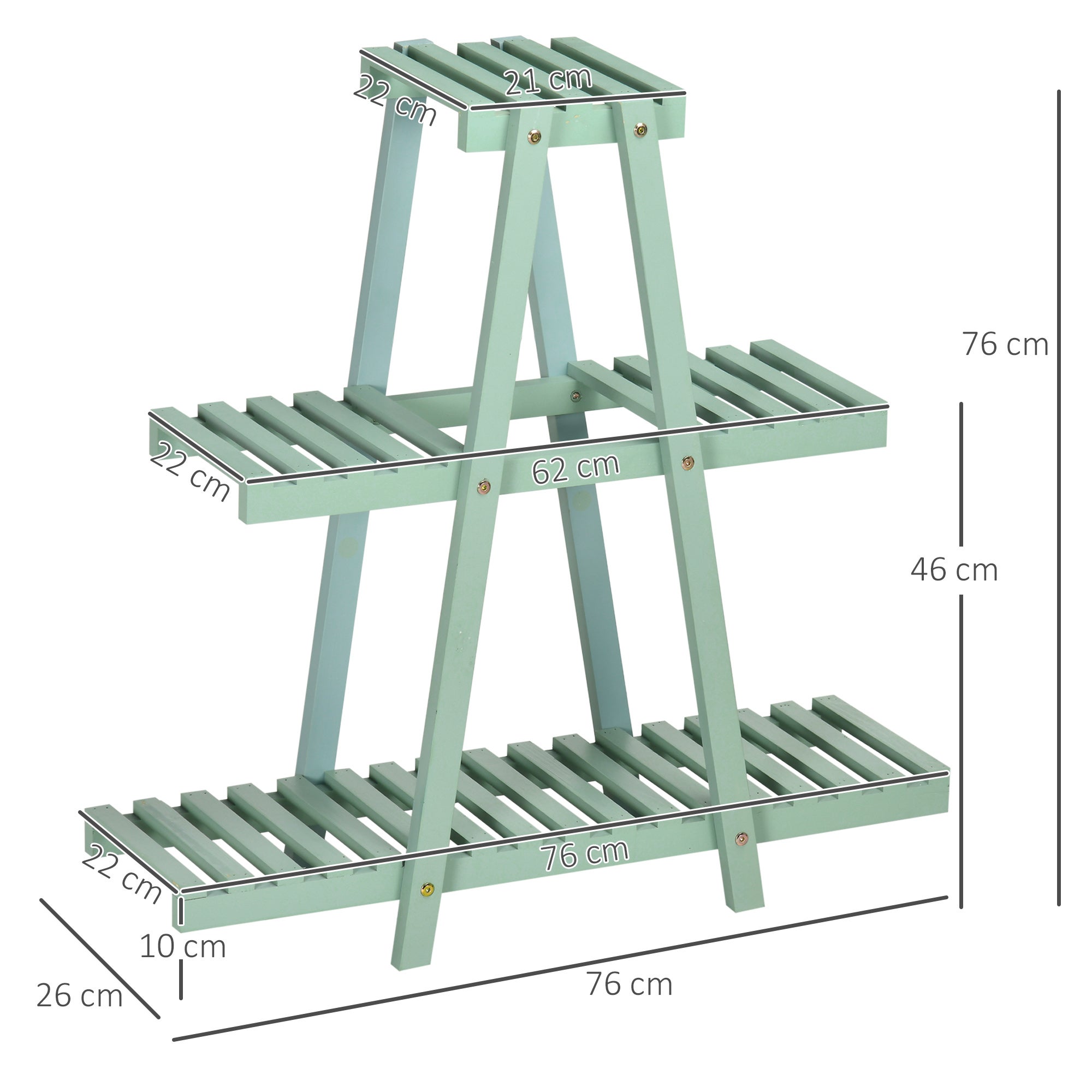 Outsunny - Étagère à plantes - Bois de sapin - 76x26x76cm - Vert - 3