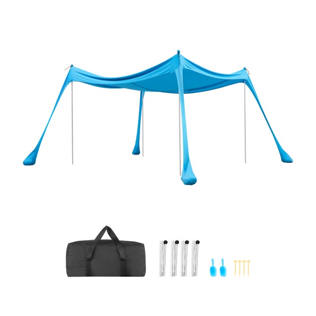 Tenda de praia 3x3x2 m SucceBuy, abrigo anti-UV UPF50+ para exterior, ideal para a praia, parque, acampamento e pesca, toldo com sacos de areia