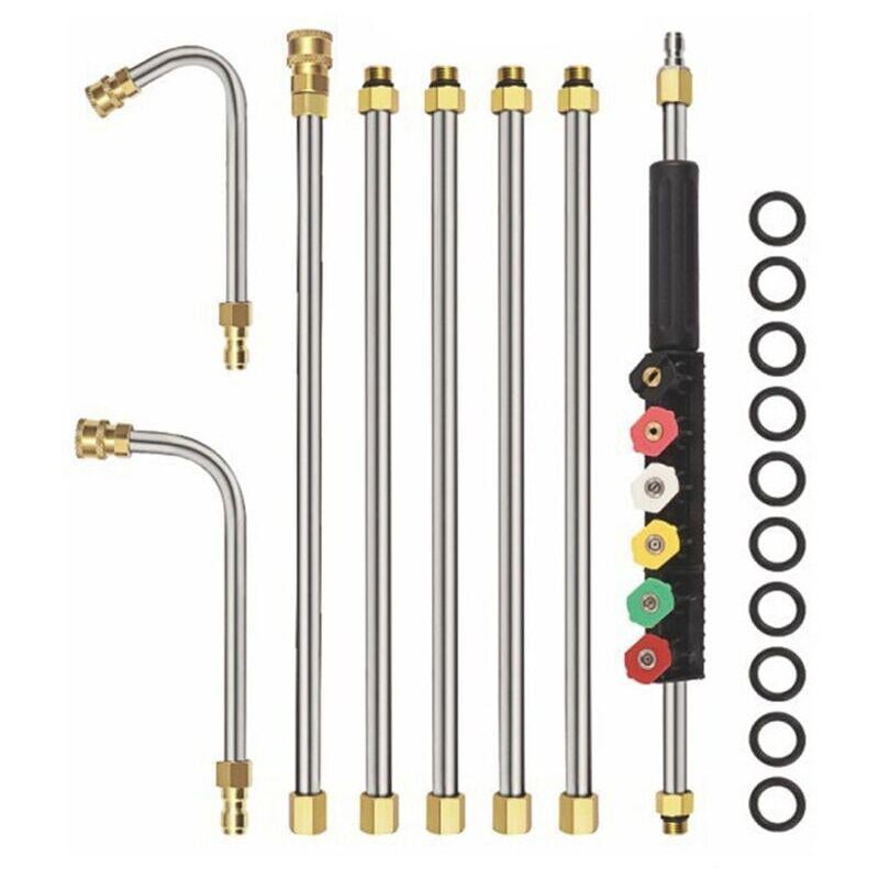 Lance Télescopique Pour Nettoyeur Haute Pression 4000 PSI - 6 Buses, Longueur Réglable Jusqu'à 2,8 M - Pour Toits, Gouttières, Voitures