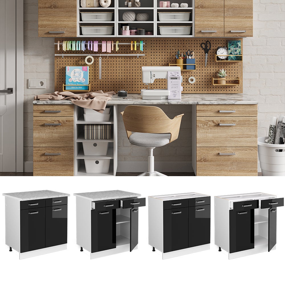 Vicco Armadio Ad Angolo R-Line – Antracite Lucido, 86x81,6x60 Cm, Con Piano, 2 Ante, Piedini Regolabili – Per Ripostiglio E Lavanderia - 2