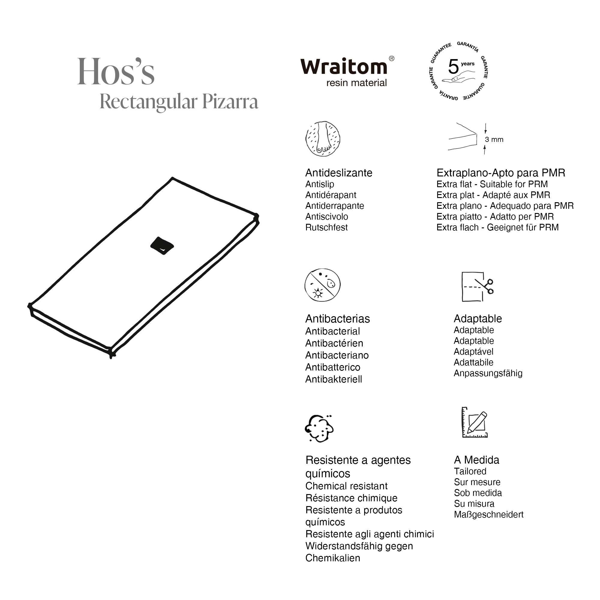 Receveur de douche Poalgi extraplat blanc Blanco L.90 x l.100 cm finition ardoise - série Hos's - 4