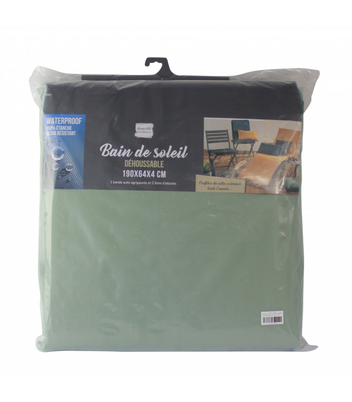 BAIN DE SOLEIL 65 x 190 x 4 CM EXTERIEUR SAUGE WATERPROOF - 65x190cm - Vert sauge - 4