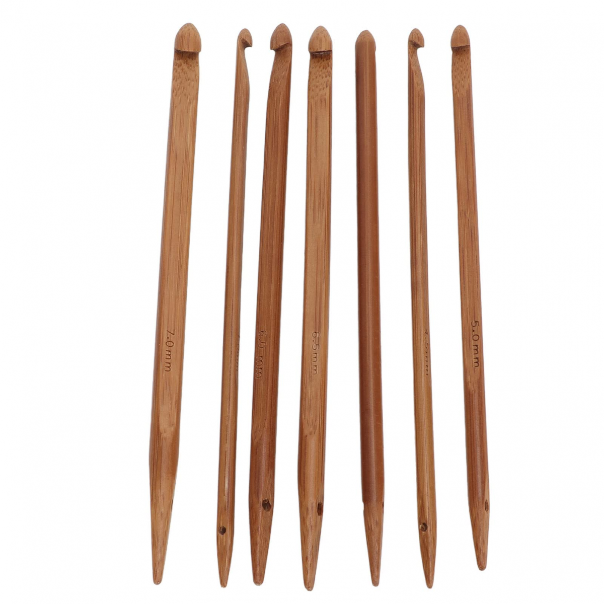 Croșete din bambus cu mâner ergonomic și finisaj lustruit, set de andrele pentru tricotat acasă - COMFORTXL