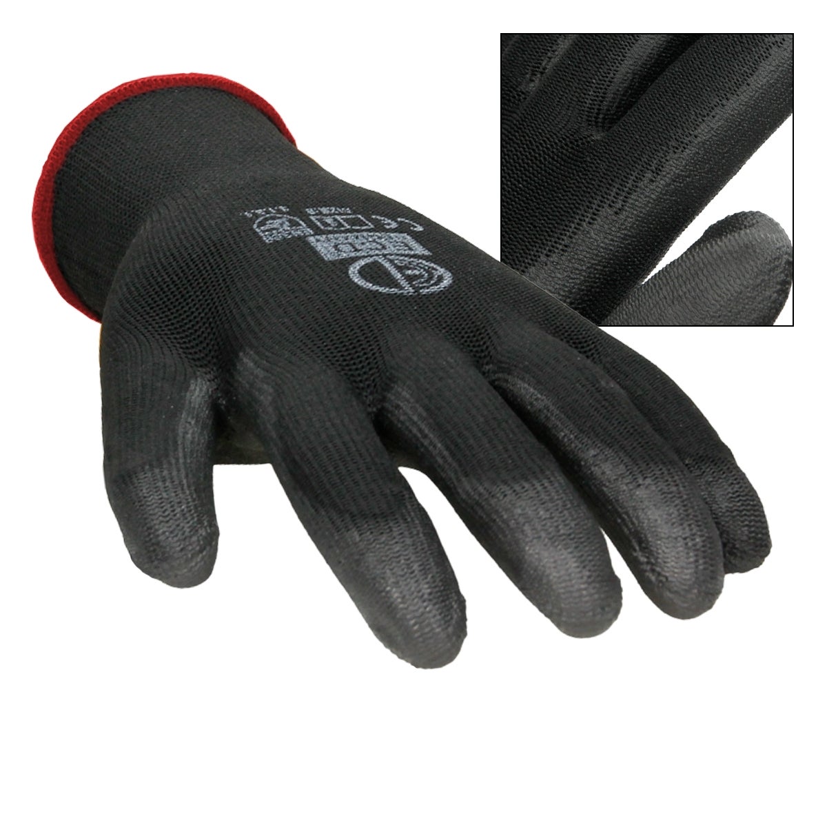 Ecd Germany 36 Paires De Gants De Travail En Pu, Taille 7-s, Couleur Noir, Gants De Mécanicien, Constructeurs, Pour Le Travail De Jardin - 3