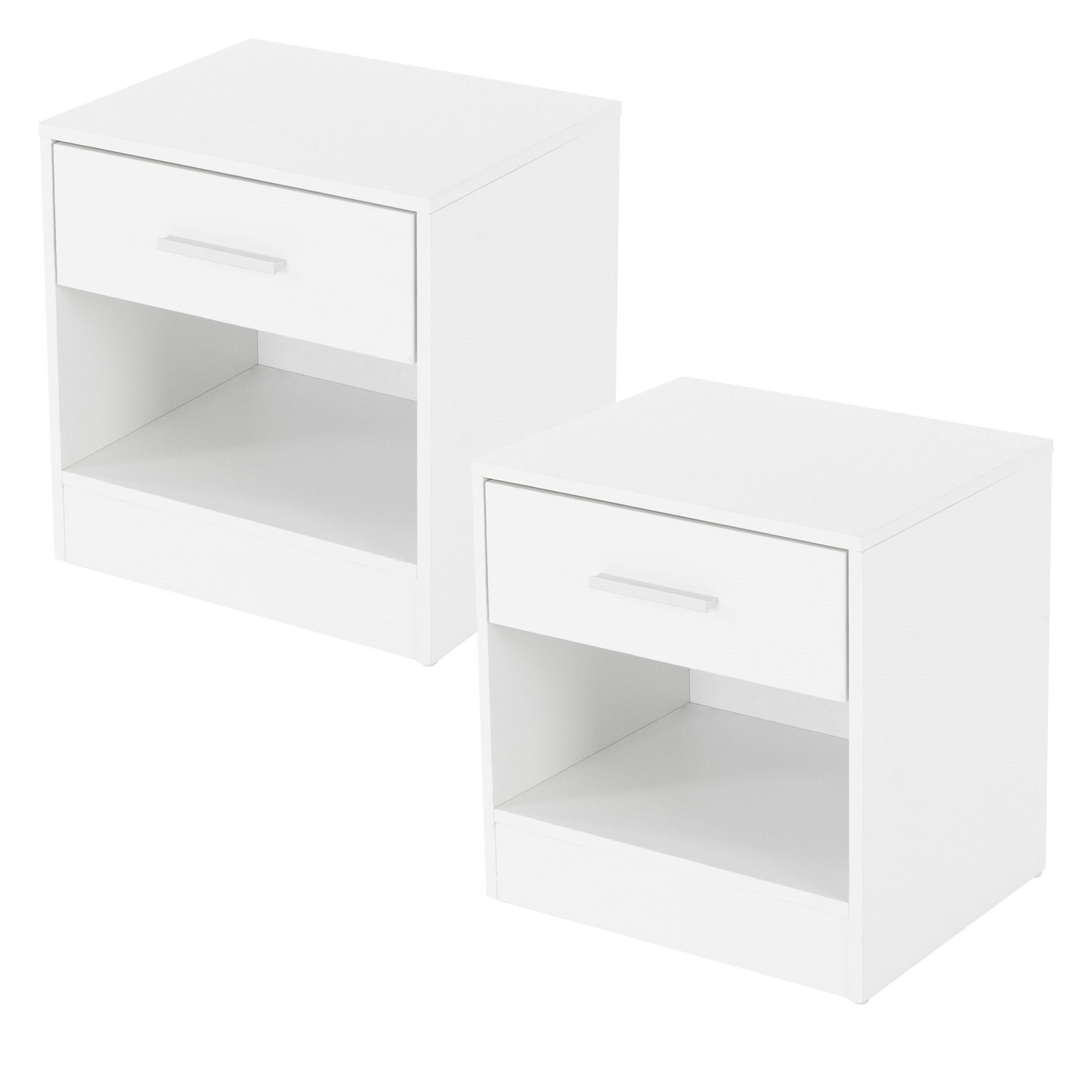 Comodino Set Di 2, Tavolino Con 2 Cassetti, Vano A Giorno
