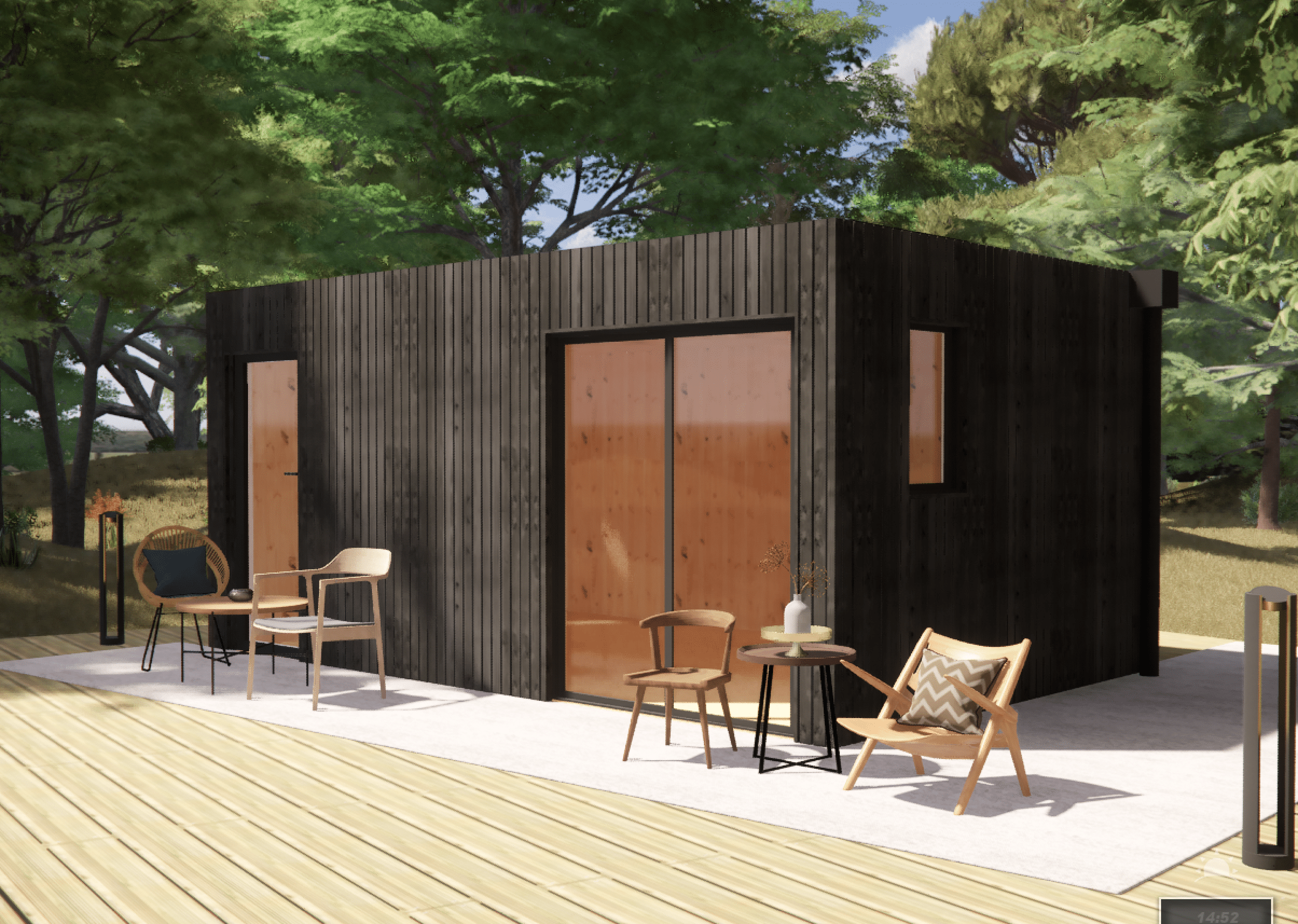 Studio de jardin hébergement en bois 5,5 x 3,5 x 2,7 m / menuiseries alu k-line - 6