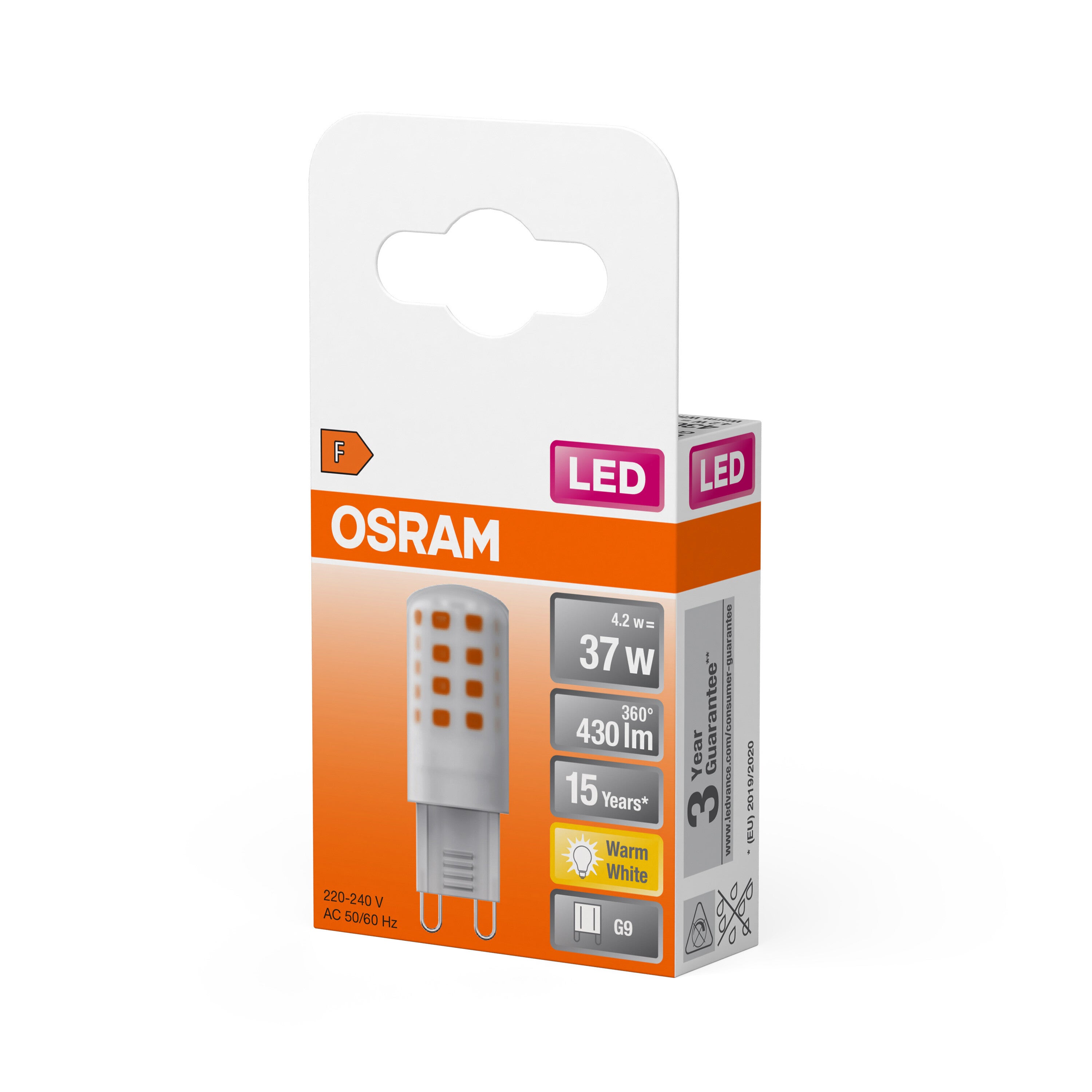 OSRAM Lampe LED Star PIN, G9-base, aspect mat ,Blanc chaud (2700K), 430 Lumen, Remplacement de la traditionnelle 37W-Ampoules 1-Pack - 2