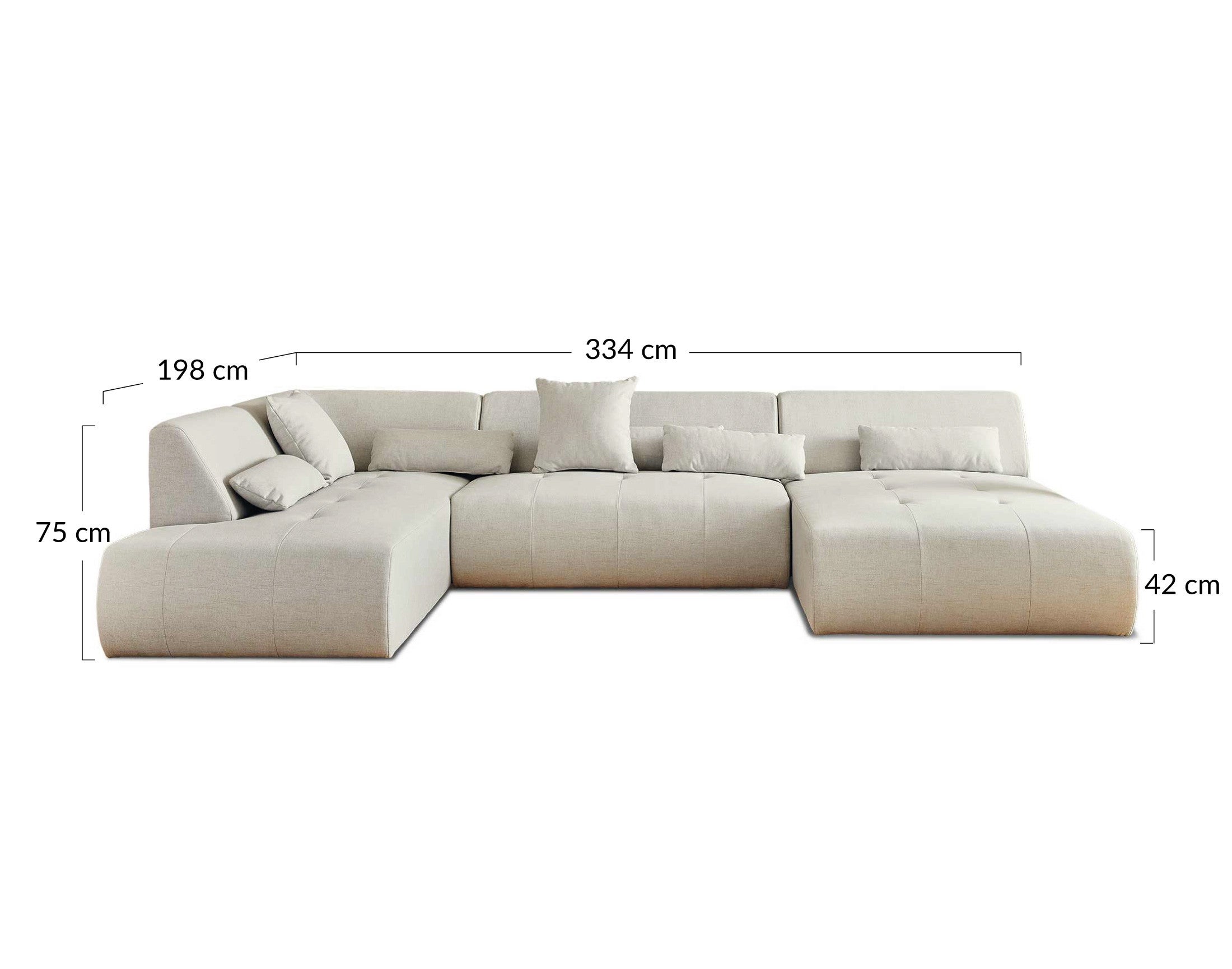 Canapé panoramique 7 places en Tissu Beige - ONYX - Best Mobilier - 7