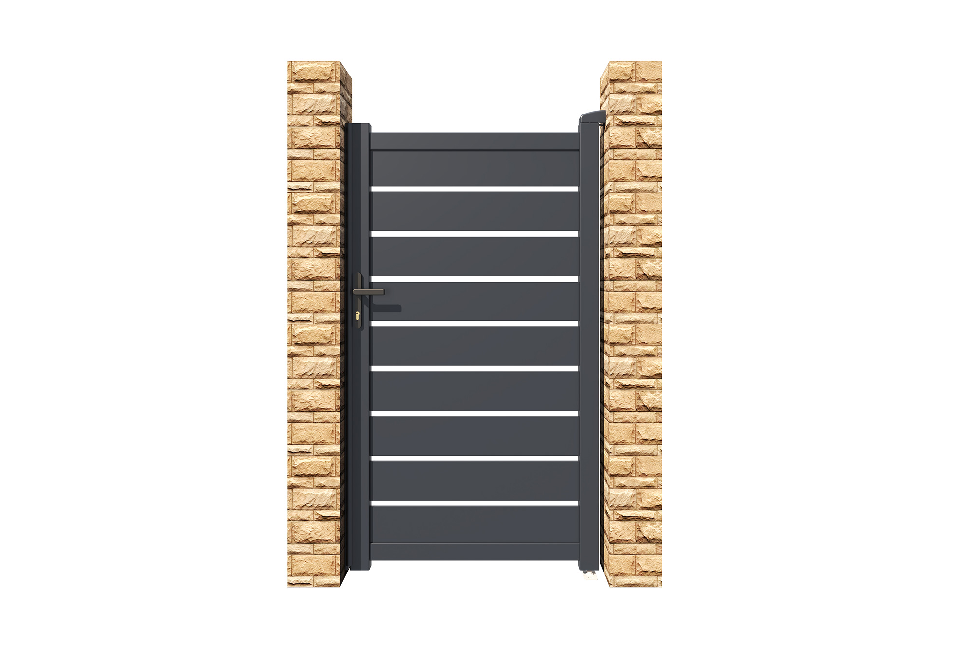 VOGEL Cancello pedonale manuale in alluminio, semi traforato 106 x 180 cm, grigio - 4