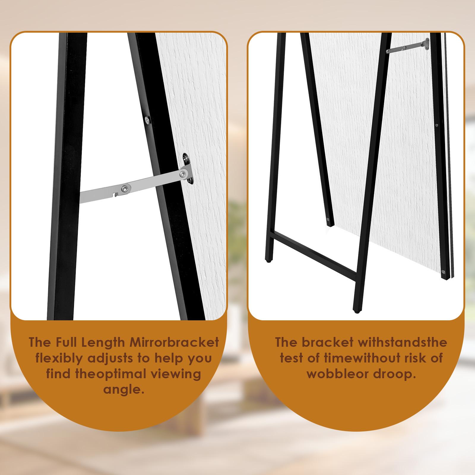 Specchio a figura intera 160×50cm HD senza distorsioni Cornice in legno massiccio con supporto regolabile per camera, soggiorno, guardaroba - 7