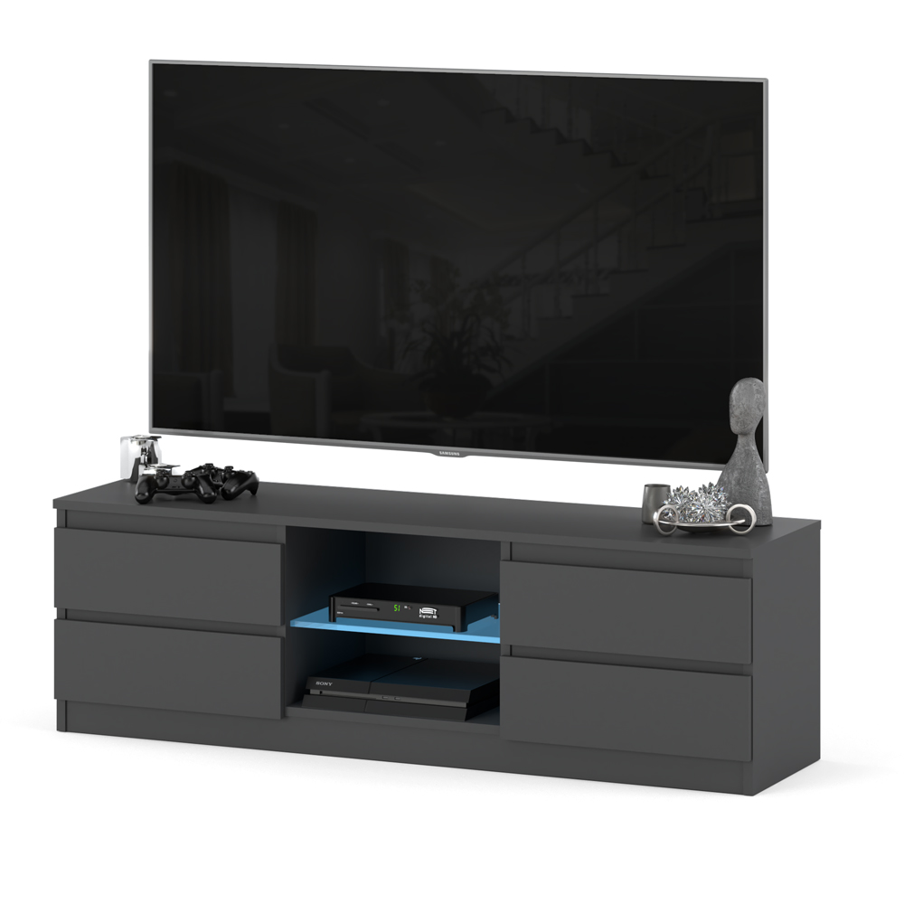 Szafka rtv nowoczesna 4 szuflady 138cm stolik salon sypialnia quattro szary
