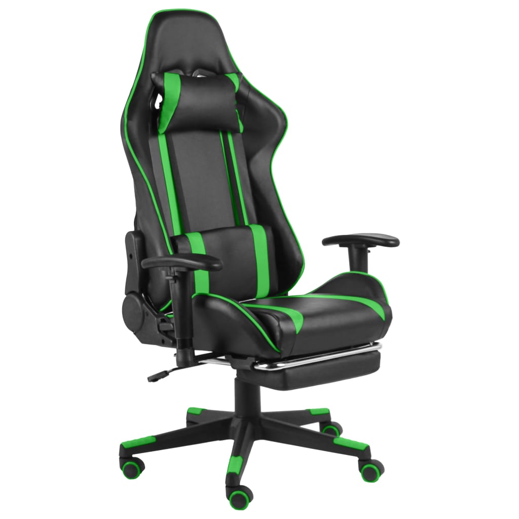 Silla gaming | silla de oficina | silla gamer ergonomica giratoria con reposapiés pvc verde cfw416989