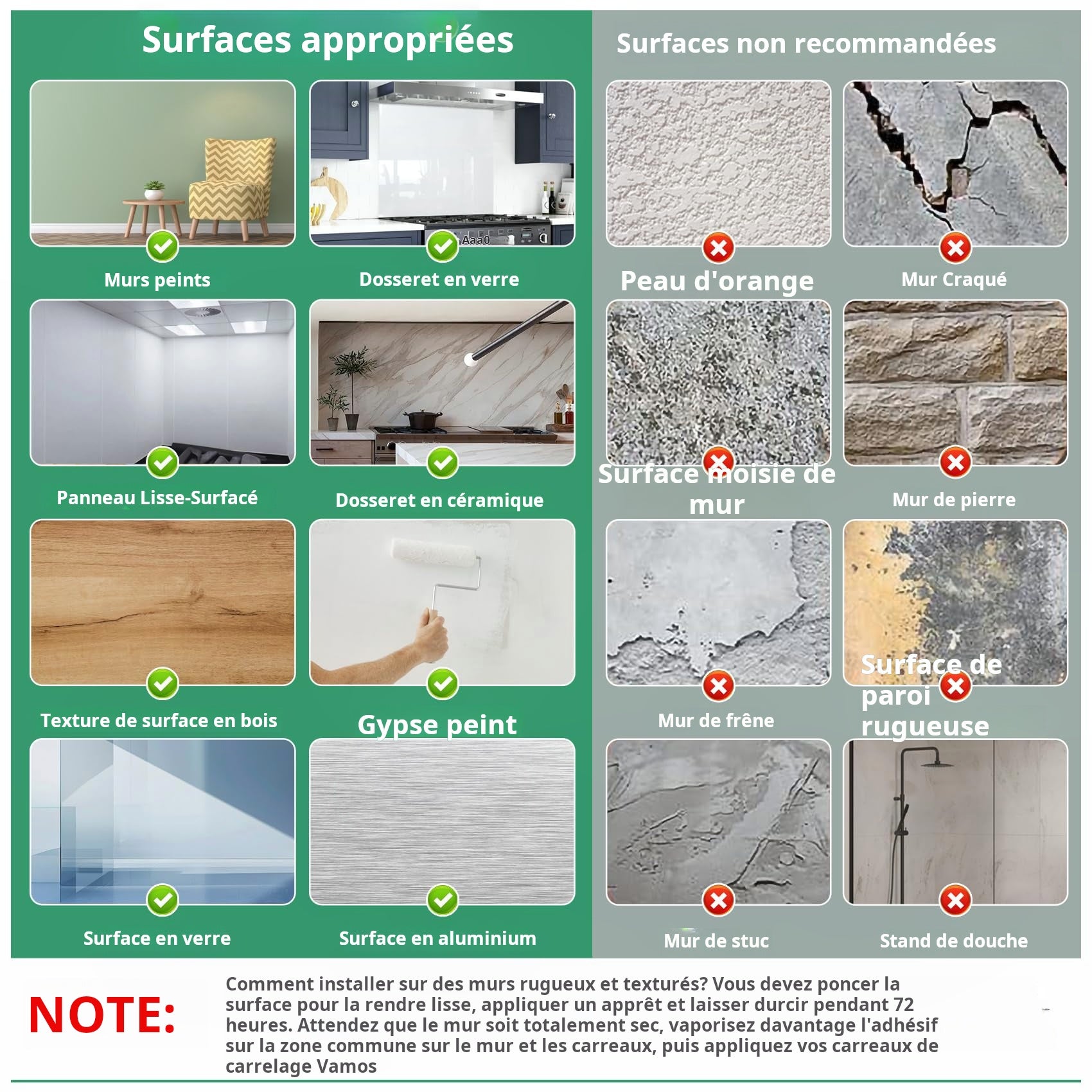 10 feuilles de carrelage autocollant pour crédence, 30 x 30 cm, à coller sur les murs, carrelage autocollant pour crédence de cuisine et salle de bain - 6
