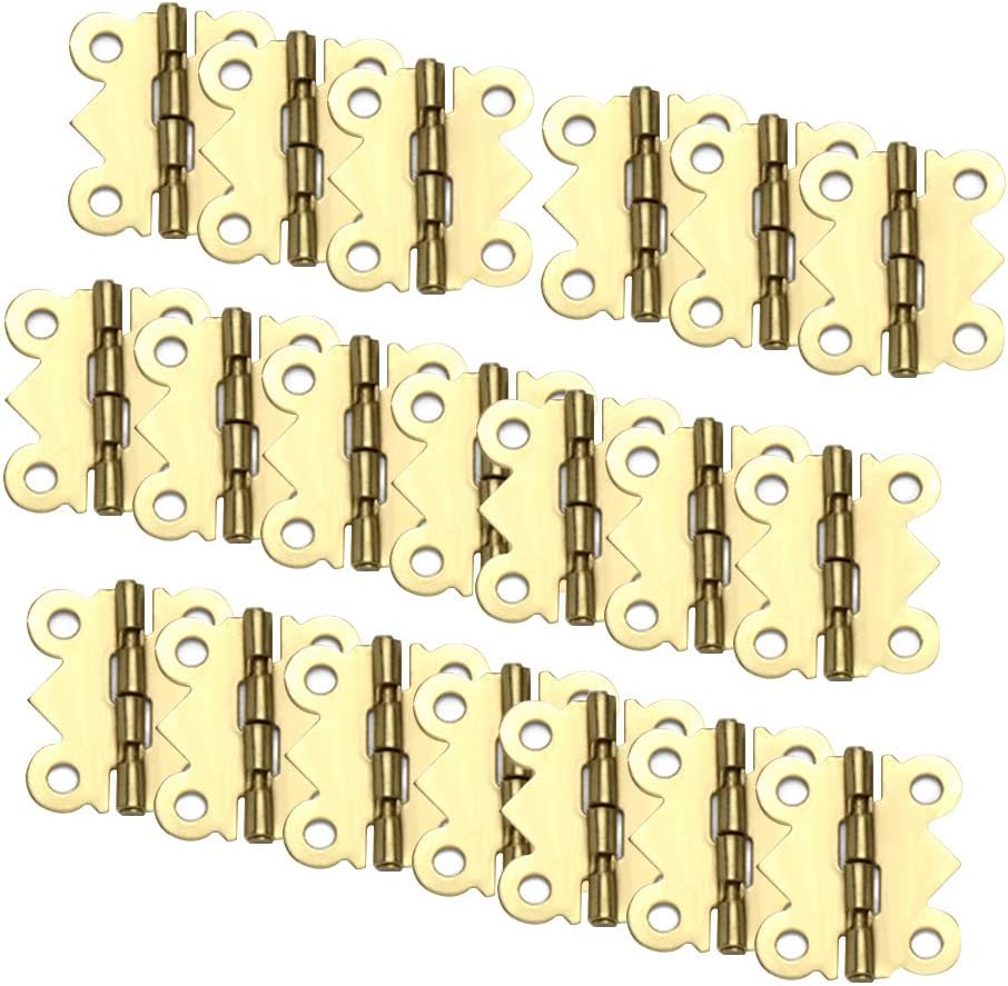 Miniaturowe zawiasy Vintage - 20 sztuk zawiasów w kształcie motyla, odpowiednie do małych drewnianych pudełek na biżuterię, brąz, 2 x 1,7 x 1,3 cm