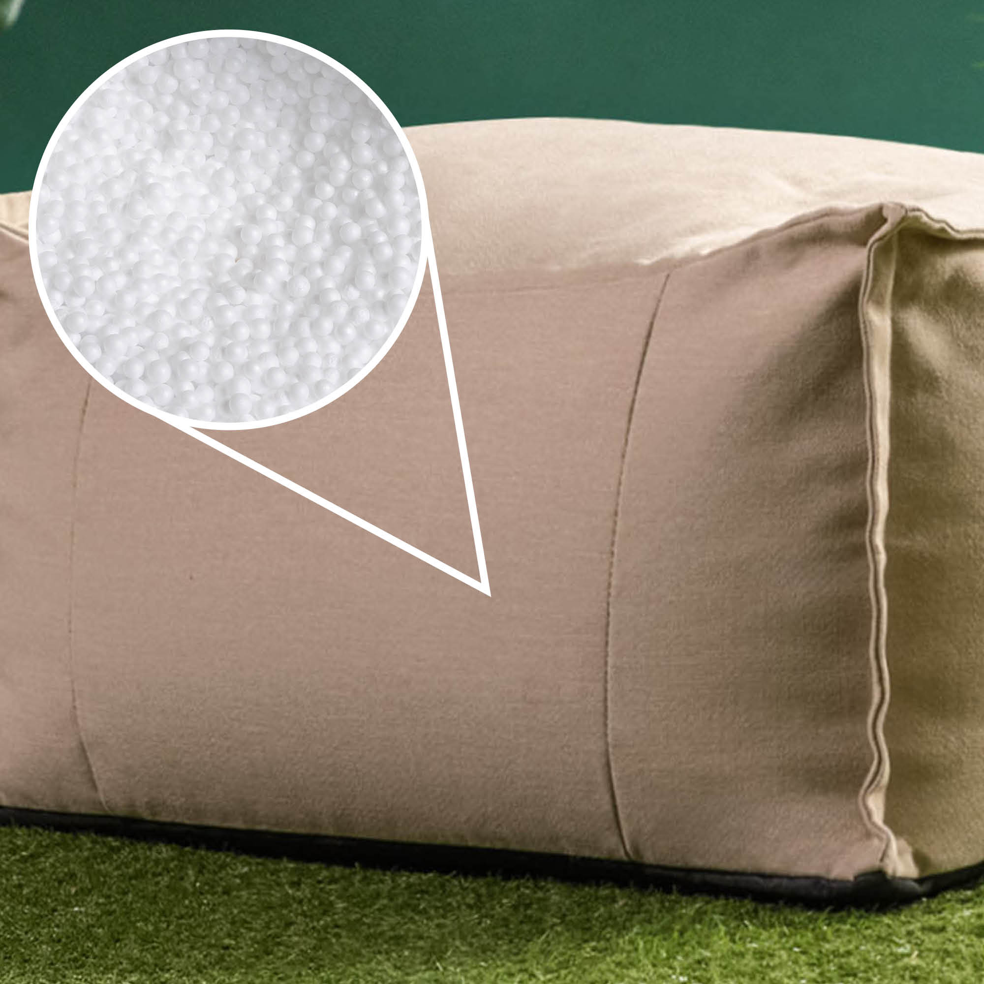 Pouf repose-pieds Icon d'extérieur en oléfine Oeko-Tex® imperméable beige, 34x45cm, Made in Allemagne - 8