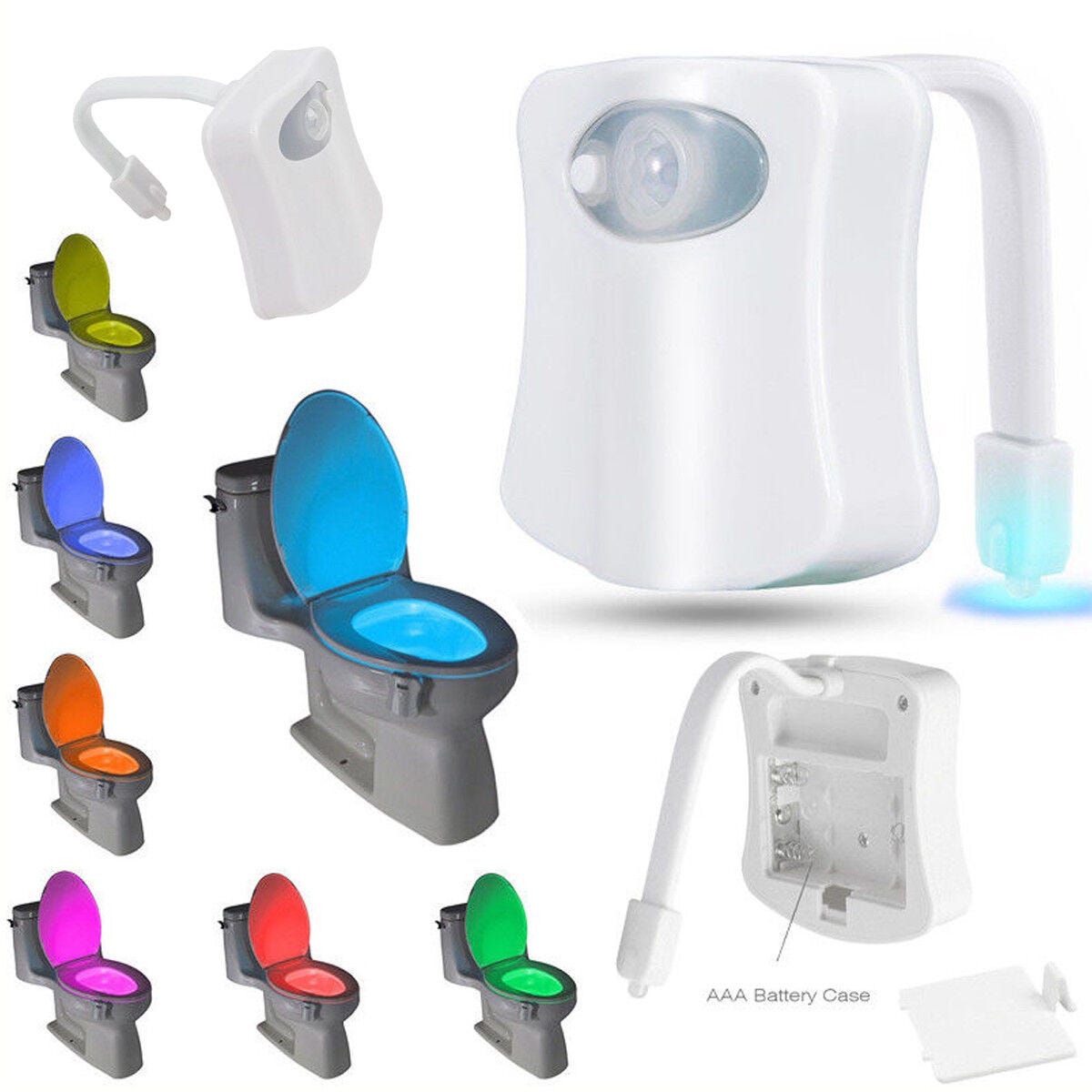 Luce notturna per WC, 16 colori, con sensore di movimento, ricaricabile, sensore di movimento, sensore di luce LED, impermeabile, gadget per WC per uomini e donne (2 pezzi Luce notturna per WC, 16 colori, con sensore di movimento, ricaricabile, sensore di movimento, sensore di luce LED, impermeabile, gadget per WC per uomini e donne (2 pezzi