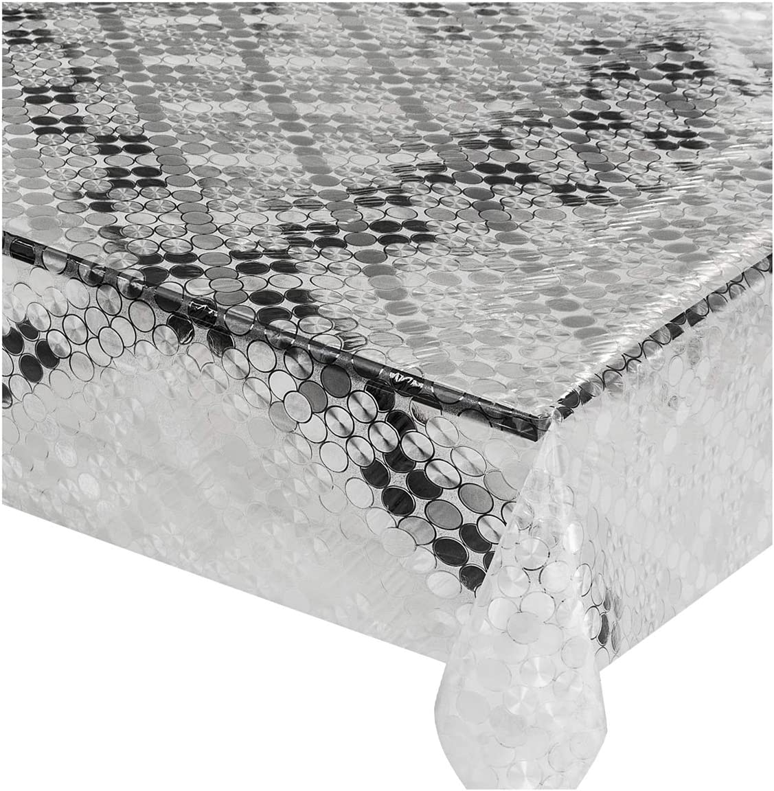 Mantel moderno 140x300 cm transparente resistente a las manchas cubremesa plastificado brillante pvc dis.d