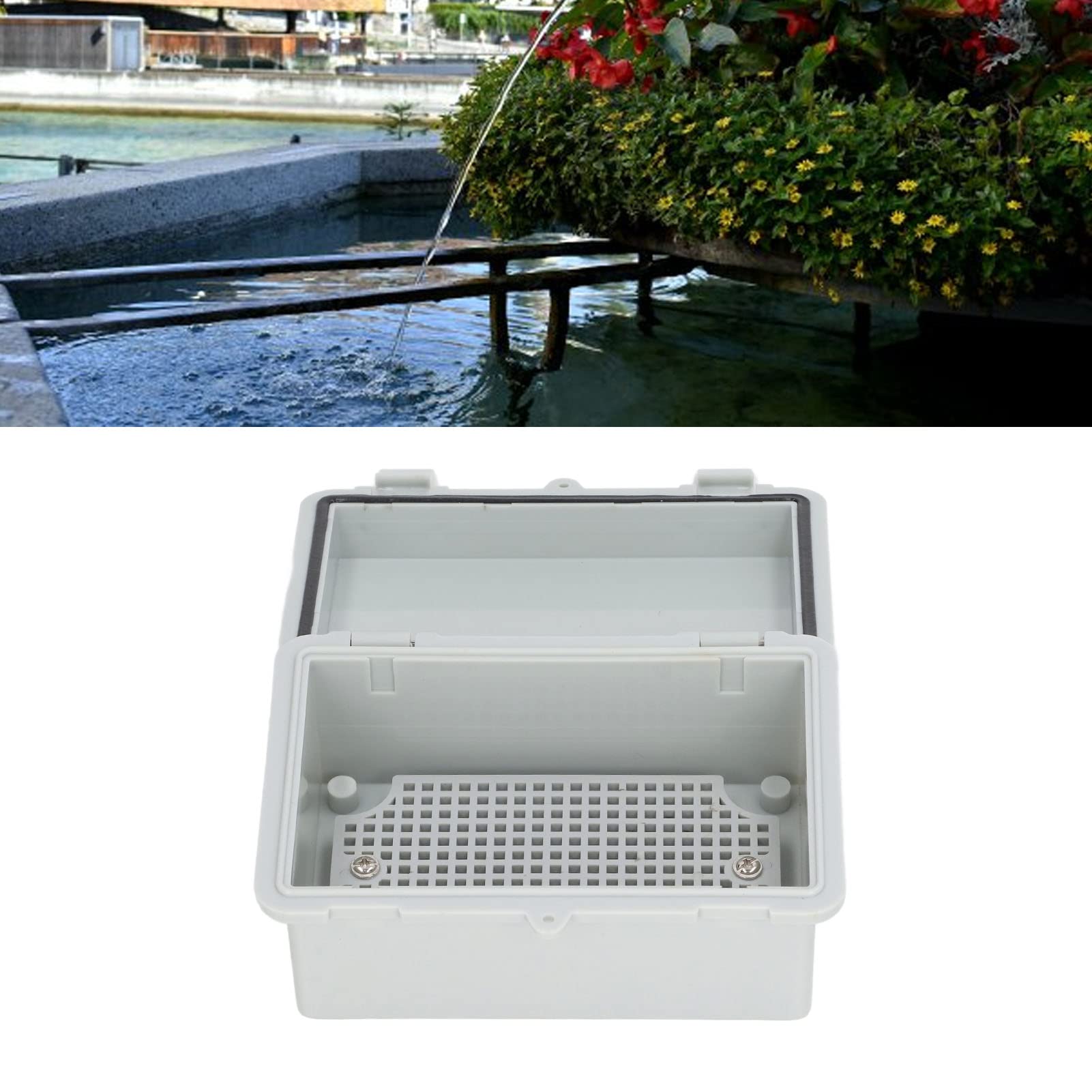 Boîte électrique étanche, boîte de jonction extérieure isolée anti-poussière avec couvercle à charnière et clip en plastique pour bricolage, gris - 2