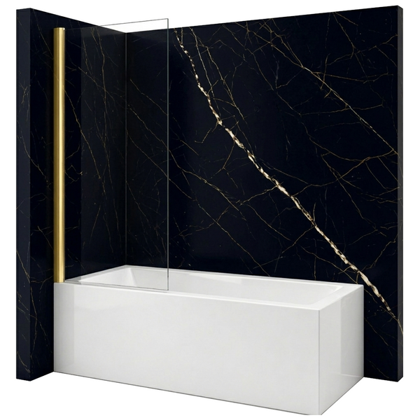 Silla Pare-baignoire ASTON, fixe, 1 volet, H.150 x l.80 cm, Doré brossé