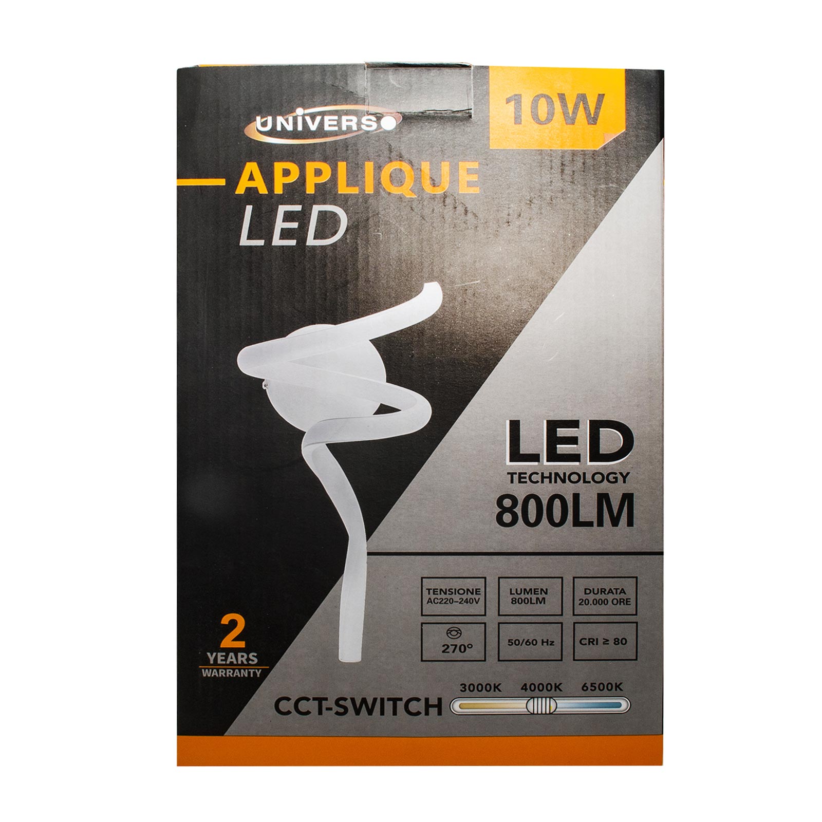 Applique murale LED spirale, fixation murale, ampoule LED 10 W, 3 couleurs de lumière CCT, idéale pour la chambre, la table de chevet ou le salon. - 12