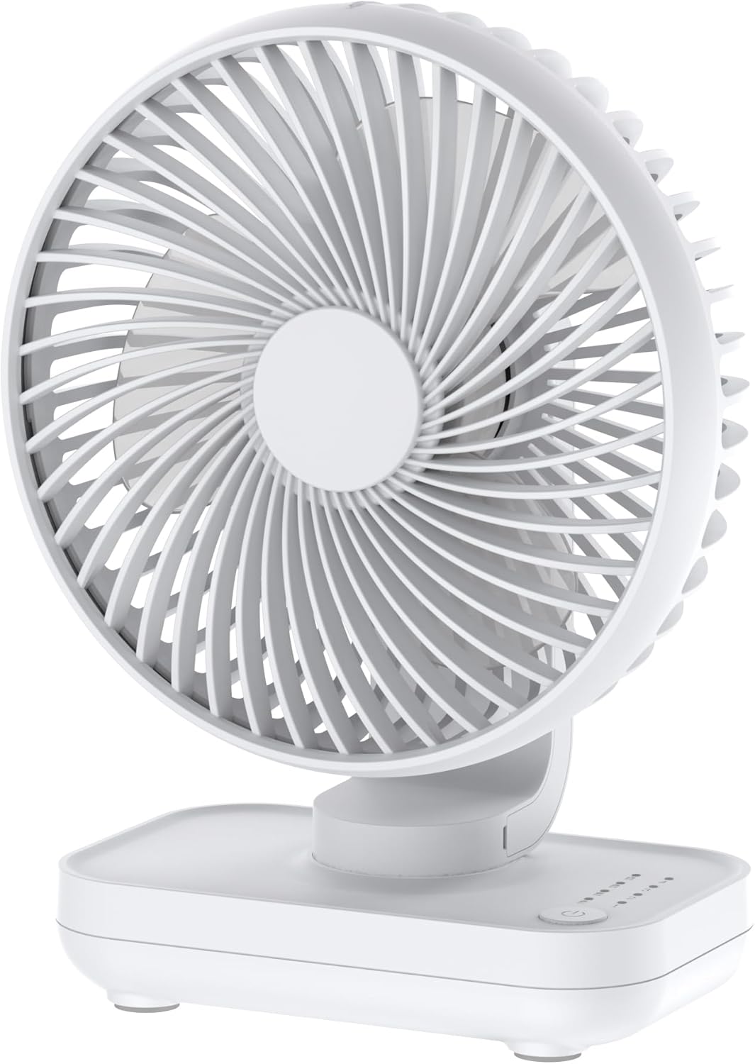 Cichy, biały wentylator biurkowy, akumulator 4000 mAh z możliwością ładowania przez USB, przenośny, 4 prędkości, wydajne chłodzenie, odpowiedni do dom