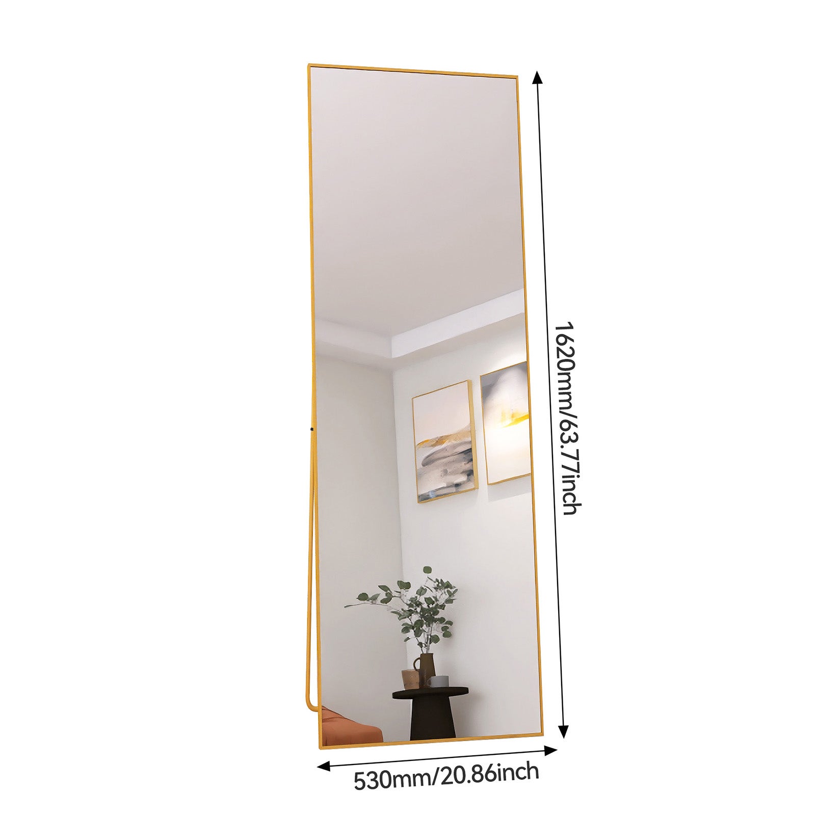 Miroir sur pied classique 162x53 cm - Grand Miroir rectangulaire - Cadre en Aluminium - Salon, Chambre à Coucher, Dressing - Doré - 6