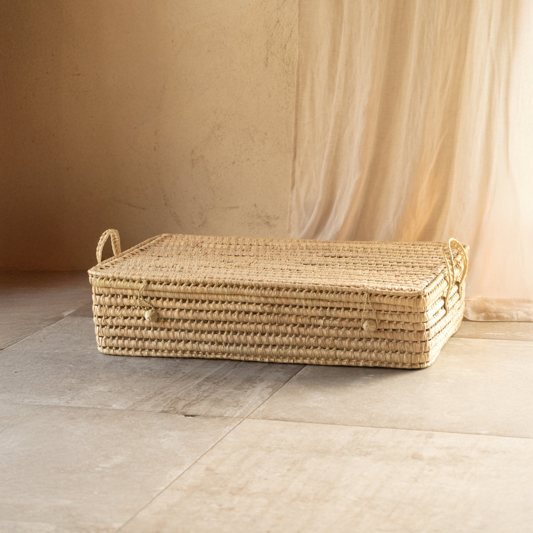 Malle plate dessous de lit - Naturel - 90x55x20 cm - Osier - 3