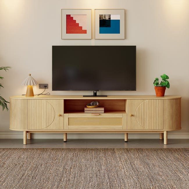 Meuble tv avec 6 compartiments, pour tv jusqu'à 65 pouces,150 x 39 x 45 cm naturel Meuble tv avec 6 compartiments, pour tv jusqu'à 65 pouces,150 x 39 x 45 cm naturel