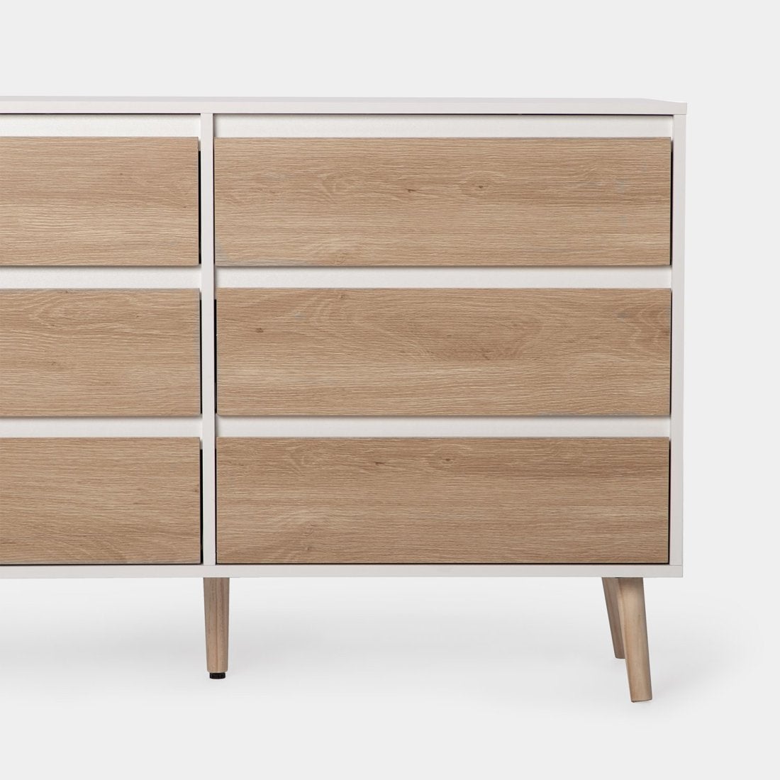 Commode à 6 tiroirs en bois blanc et naturel Kemi - 5