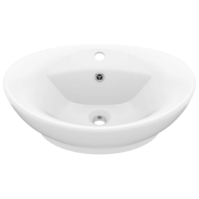 Maison Exclusive - Lavandino con Troppopieno Ovale Bianco Opaco 58,5x39cm Ceramica