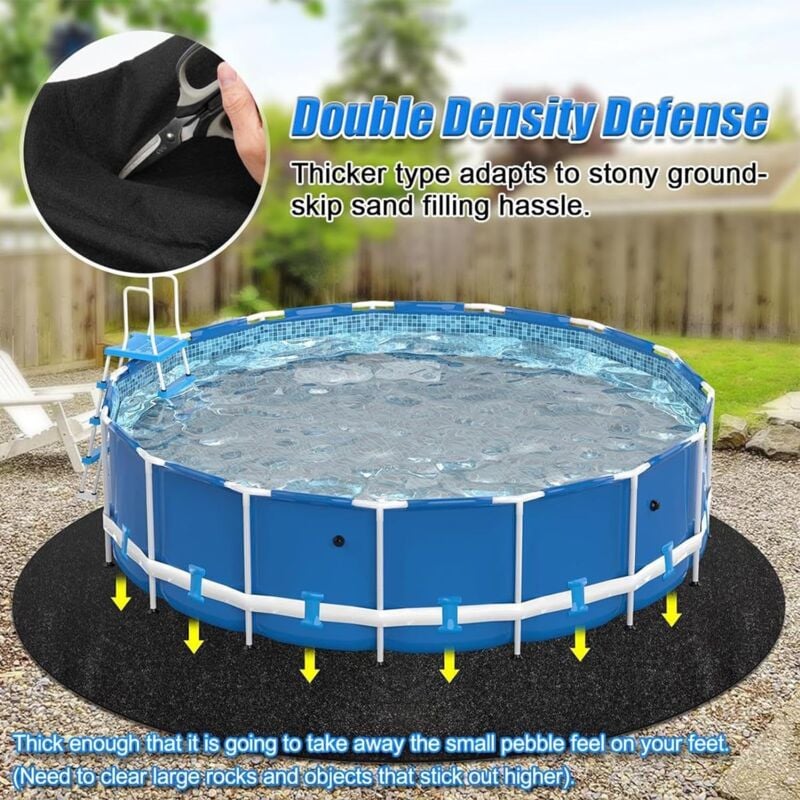 Tapis De Sol De Piscine, , Tapis Piscine Hors Sol, Tapis De Piscine Rond pour Rayures par Perforation, Diamètre 4,6 M - 3