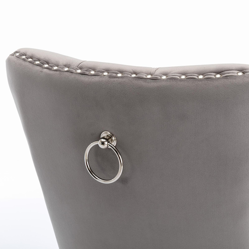 Ensemble de chaises de salle à manger en velours, design contemporain haut de gamme capitonné, bois massif,gris - 9