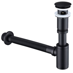 Siphon de Lavabo avec Bonde Siphon Universel et Bonde d'écoulement Salle de Bain pour Lavabo Noir Mat 1/4 x 30 mm Siphon Pop-up