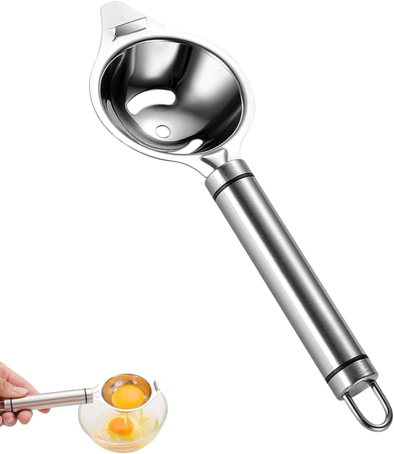 Separator do jajek, stalowy separator do żółtek z uchwytem, filtr do jajek na miękko, gadżet kuchenny