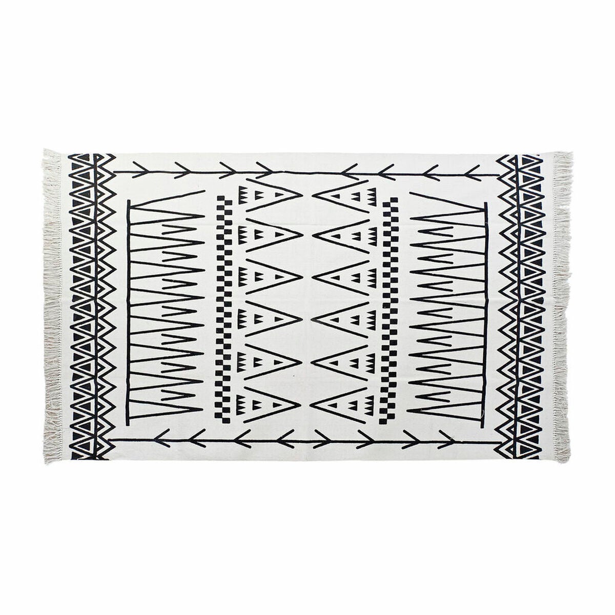 Alfombra dkd home decor negro blanco ikat (120 x 180 x 0,7 cm)