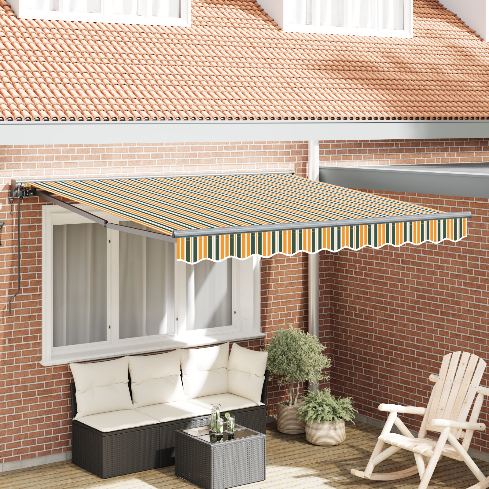 Rama markizy Zielony i Żółty 300 x 250 cm vidaXL