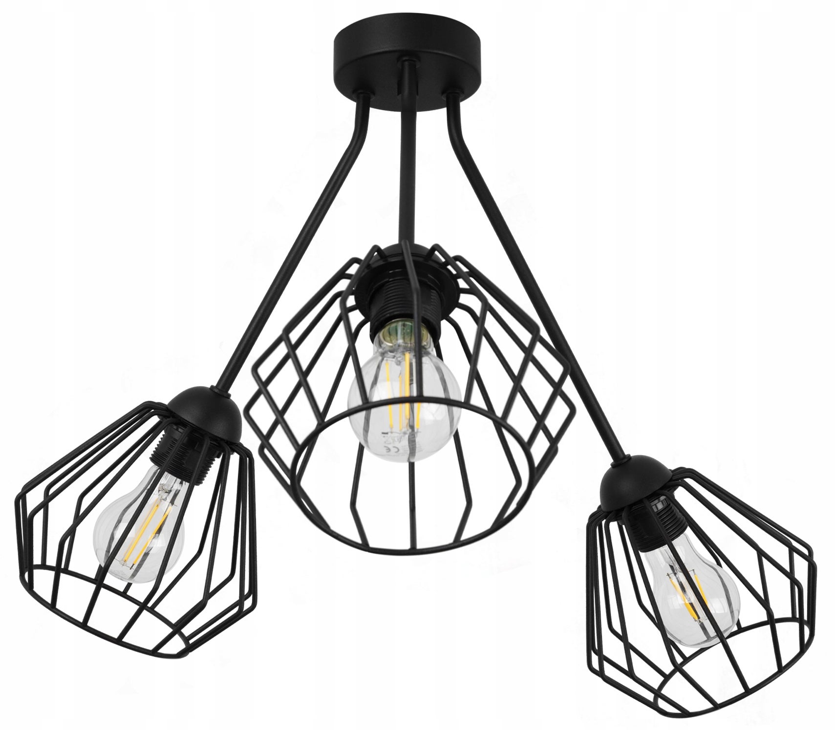 Lampa sufitowa wisząca Trio Santos loft czarna 1xE27 klosz metalowy diament czarny Light Home LH