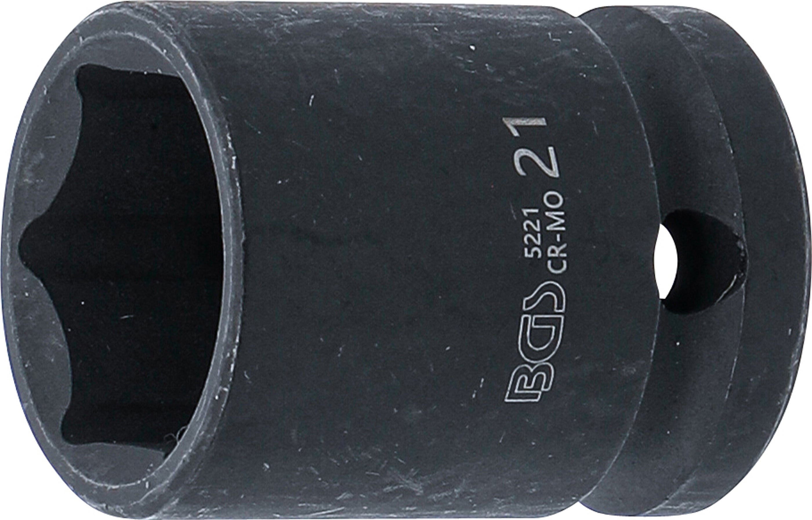 BGS Klucz nasadowy udarowy sześciokątny napęd kwadratowy wewnętrzny 12,5 mm (1/2") SW 21 mm - 5221