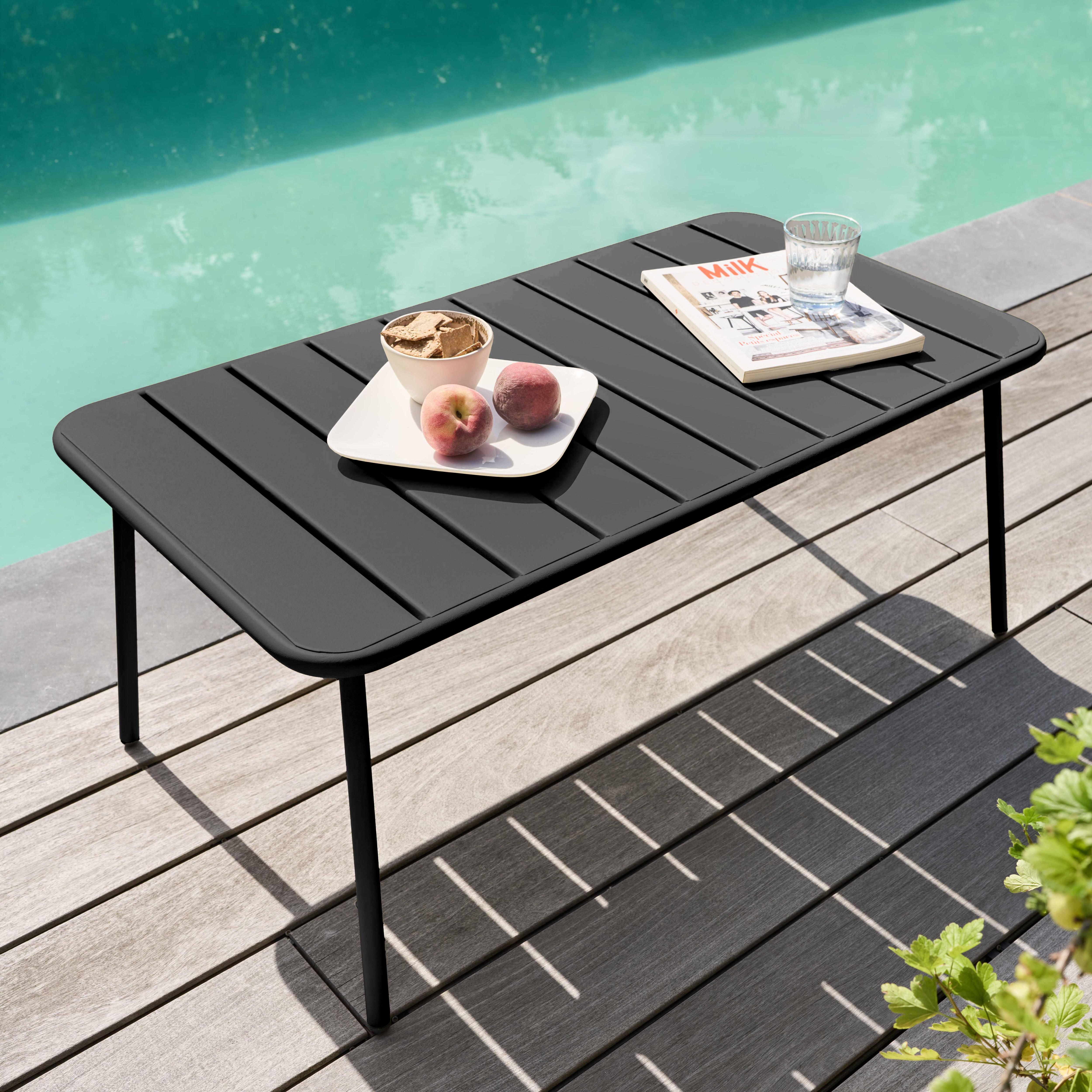 Table basse de jardin acier gris anthracite 90 x 50 cm , Palavas - Oviala - 2