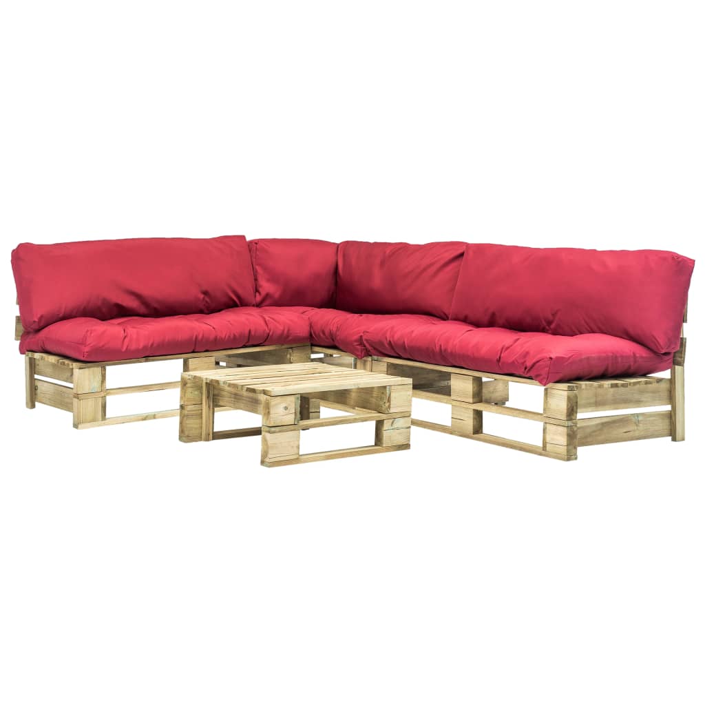 Set Salotto Da Giardino 6 Pezzi In Legno Di Abete - Divano Su Pallet Con Tavolo E Pouf Per Esterno - Foto 5