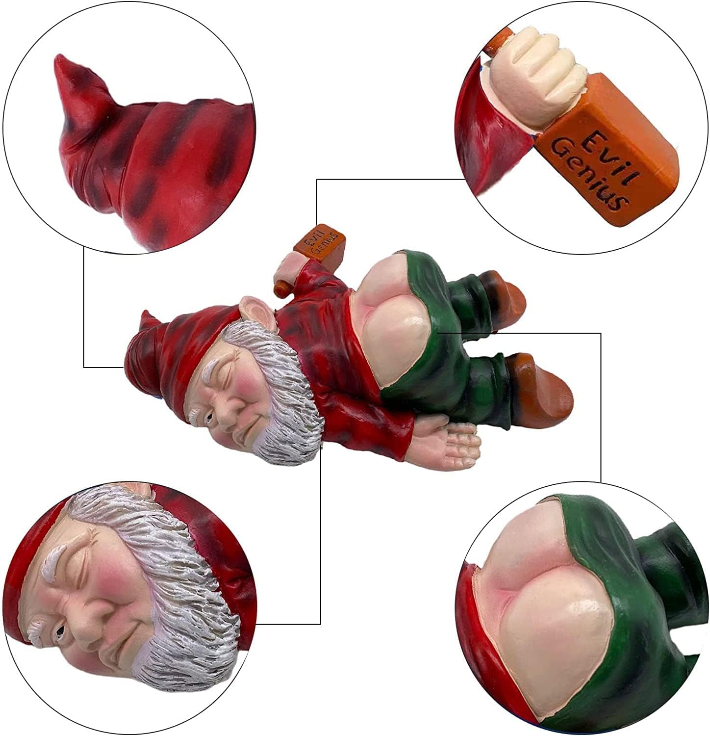 Gnomo de jardín, estatua de gnomo de jardín al aire libre, escultura de jardín, estatua de GNOME, adornos de jardín para interiores o exteriores (rojo - 5