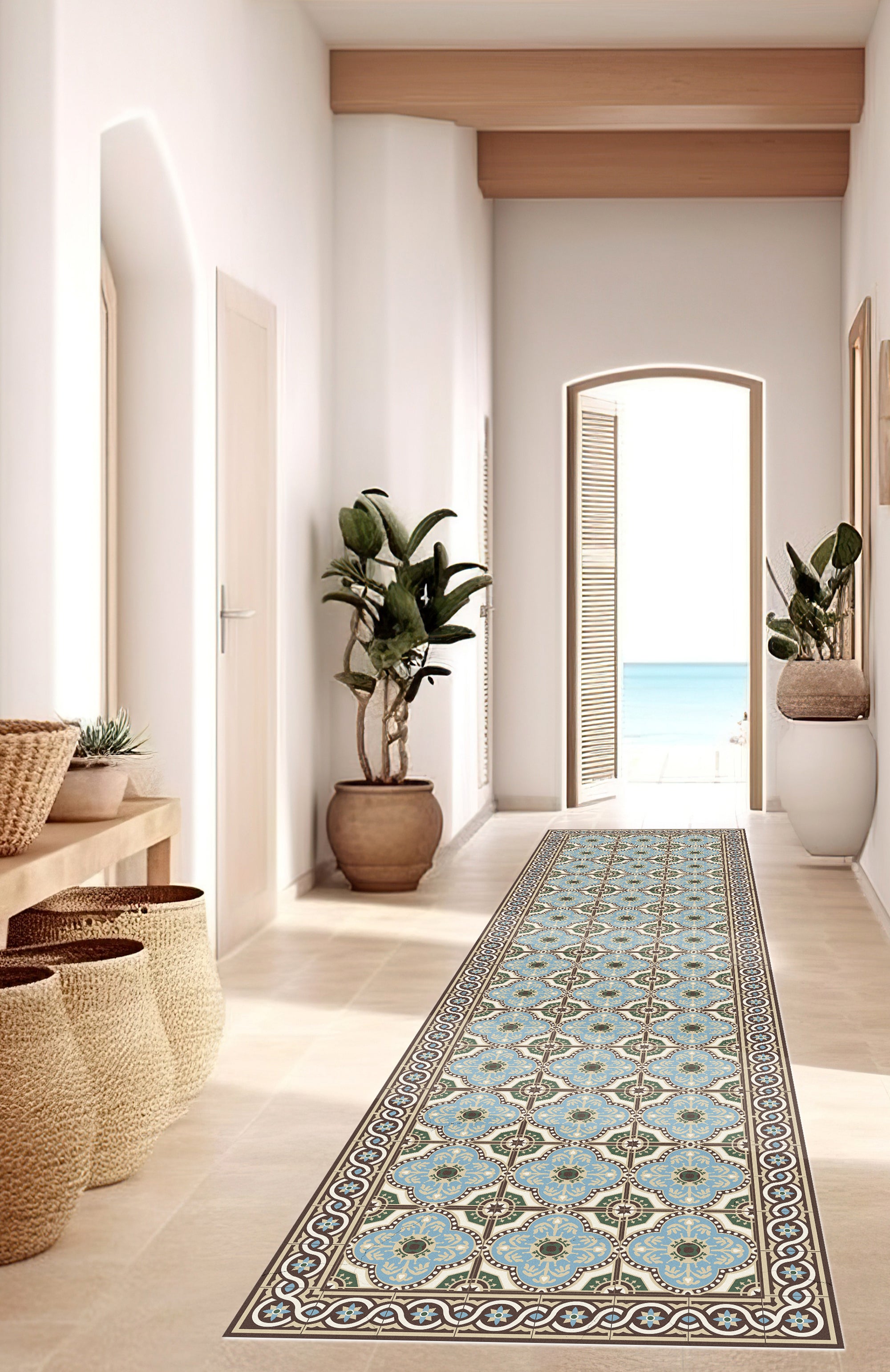 Tapis antidérapant en vinyle Diva 80x300 cm - PVC imprimé, lavable, ignifuge, pour le salon et la cuisine - 2