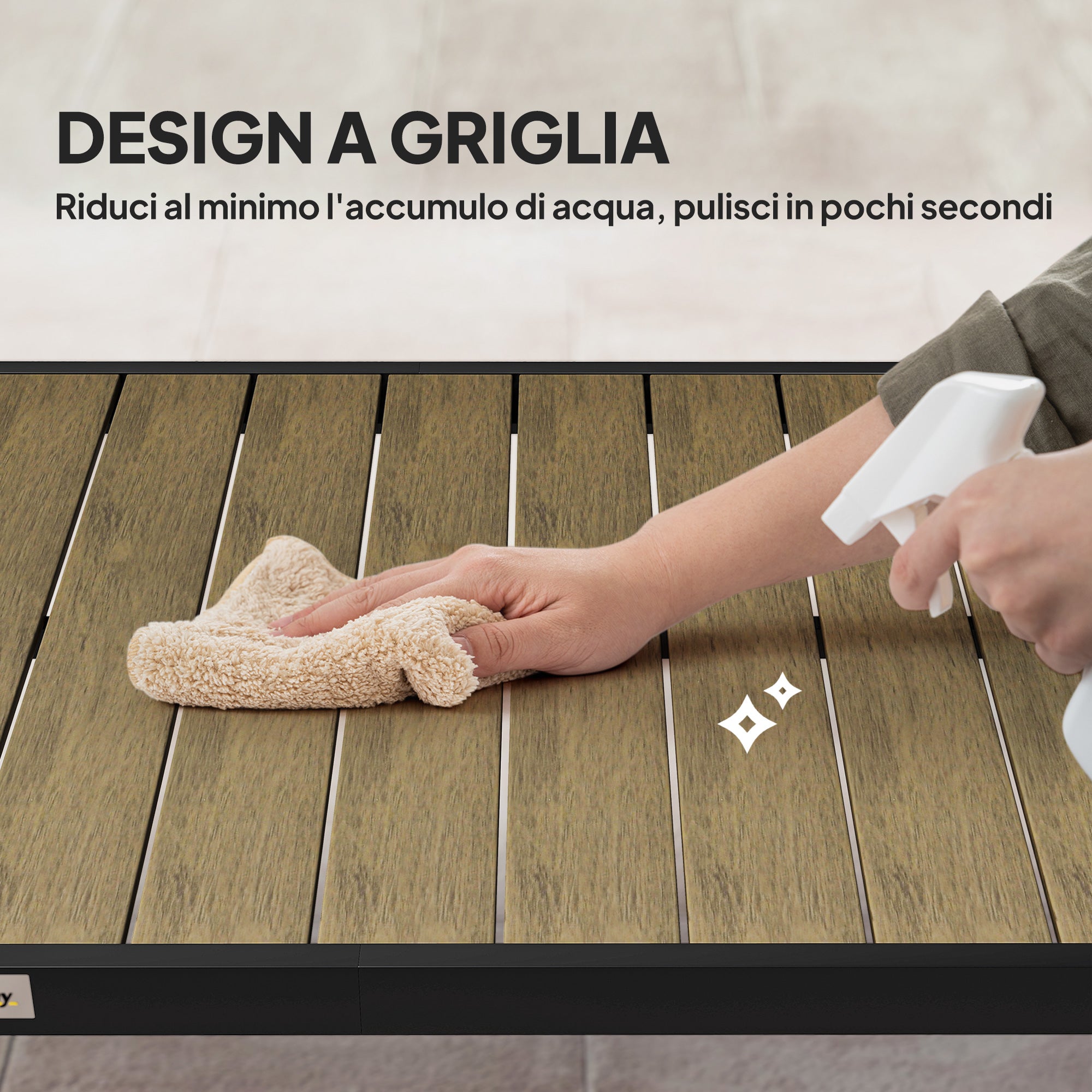 Tavolo da Pranzo da Giardino per 8 Persone in Alluminio e Plastica, Legno Scuro e - 7