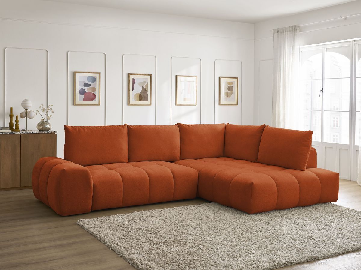 Canapé d'angle L convertible coffre EVEREST tissu texturé BOBOCHIC 3 ...