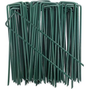 Picchetti A U In Acciaio Per Teli Pacciamatura - 100 Pezzi, 15 Cm Lunghezza, Ancoraggio Terreno Robusto