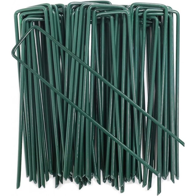Lot de 100 Agrafes pour jardin, gazon artificiel, Piquets de Fixation de Jardin pour Toile de Paillage, Le Treillis Métallique