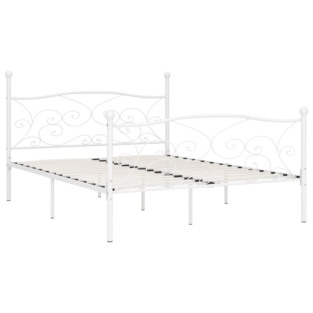 Maison Exclusive - Estrutura de cama com estrado de ripas 200x200 cm metal branco - 2